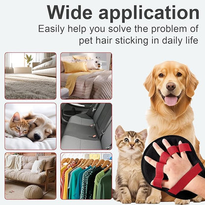 2pcs Pet Hair Fur Removal Mitt Glove for Cats Dogs 5-Finger Electrostatic Reusable Pet Hair Remover Brush Tool for Couch Furniture Carpet Laundry Clothing (Red)