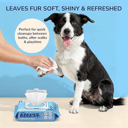 PWP1000A-6SET Dog Grooming and Body Wipes, Hypoallergenic Pet Wipes with Aloe Vera, Chamomile & Coconut Oil, Cleaning & Deodorizing for Paws and Body, 480 Count