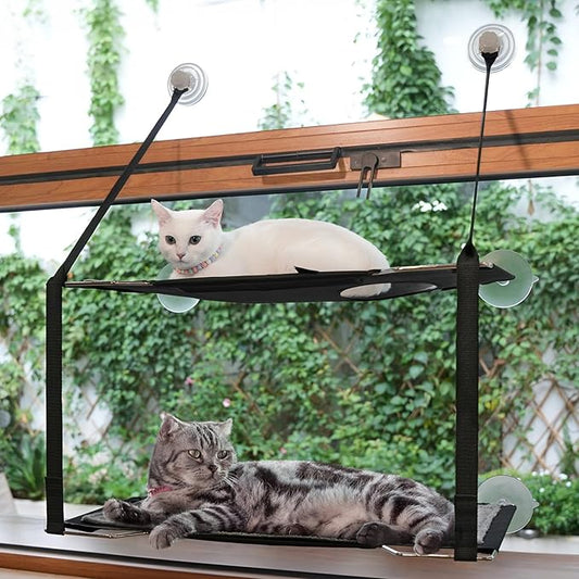 Cat Window Perch Folding Cat Hamock for Closing Curtain Up to 50lb Metal Frames Double Layers Window Bed Soft Mats Sunny Seat