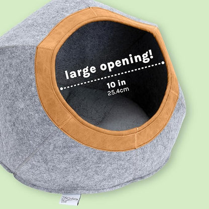 Kitty City Felt Round Bed, Warm and Cozy cat Bed, Gray