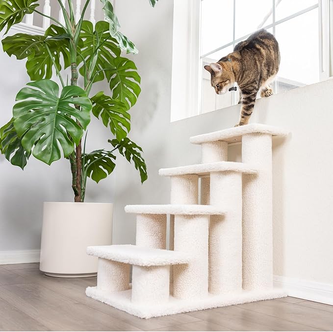Armarkat Pet Steps, 4-steps, B4001, Ivory, 17"(W)x25"(D)x25"(H), each platform 7" Deep