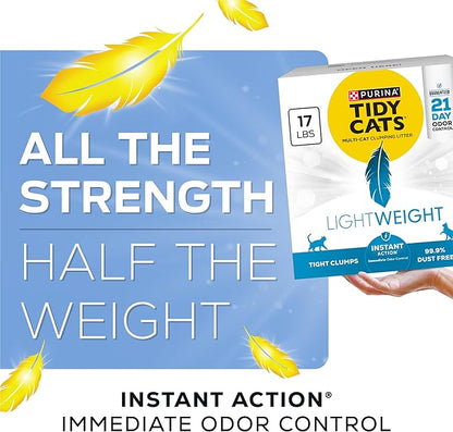 Purina Tidy Cats LightWeight Instant Action, Odor control, Multi-Cat, Clumping, 99.9 Percent Dust Free Cat Litter - 17 lb. Box