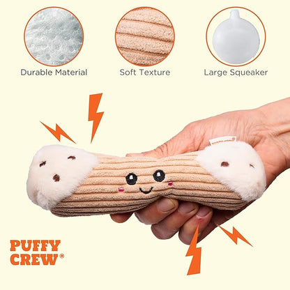Squeaky Dog Plush Toy, Bakery Bite_Stick Collection, 8“, for Small and Medium Dogs (Cannoli, Small)