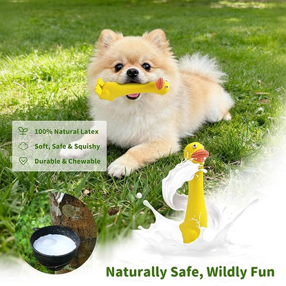 Latex Squeaky Dog Toys, 3 Pack Soft Rubber Dog Chew Toys, 7" Standing Stick Animal Pet Toy to Keep Them Busy, Interactive Fetch Squeak Toy for Puppy Small Dogs