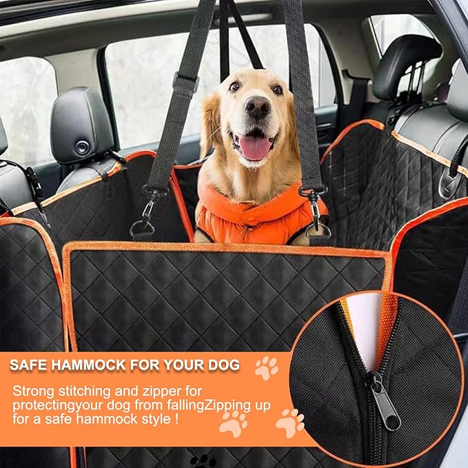 Full Coverage Car Seat Cover for Dogs, Waterproof Back Seat Protector, Car Seat Cover for Back Seat Medium Large Dogs, with Extended Pet Hammock