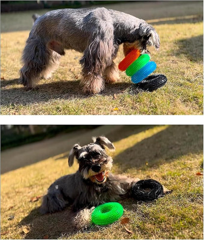 ADUCK Dog Squeaky Chew Toys for Aggressive Chewers, Small Medium Large Dogs Teeth Cleaning Soft Natural Rubber Float Toy for Indoor Outdoor Water Pool, Donut Ring Design 4.92 inch, Crystal Blue