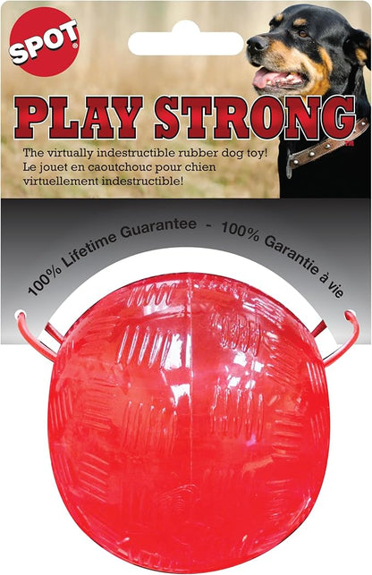 SPOT Play Strong Ball - Durable TPR Ball, Long Lasting Dog Toy for Aggressive Chewers, Hollow Center to Hide Treats, Virtually Indestructible Dog Toy for Dogs & Puppies up to 60lbs - 3.25 inch