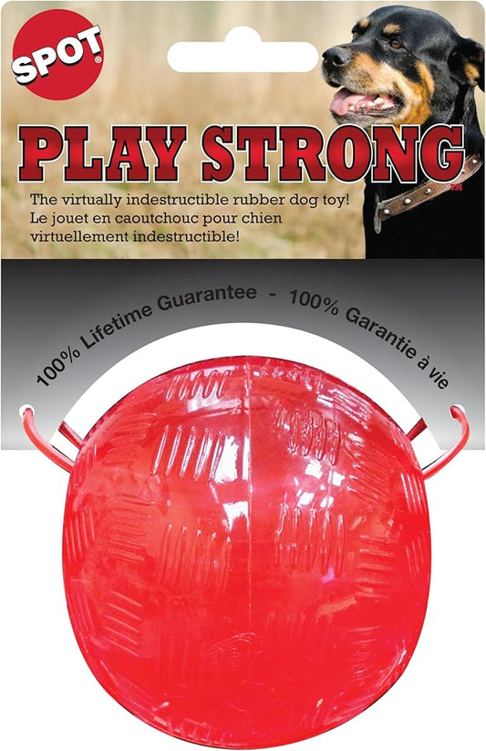 SPOT Play Strong Ball - Durable TPR Ball, Long Lasting Dog Toy for Aggressive Chewers, Hollow Center to Hide Treats, Virtually Indestructible Dog Toy for Dogs & Puppies up to 60lbs - 3.25 inch