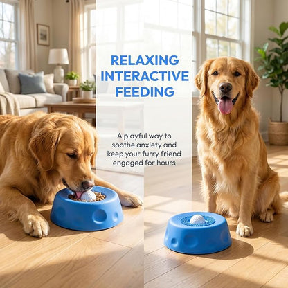 Silicone Lick Bowl for Dogs with Suction Cup, Anti-Slip Slow Feeder, Upgraded Chew-Resistant Ball & Anti-Disassembly Design, 250ml Capacity, Dishwasher Safe, for Small Medium Large Pets (1,Blue)