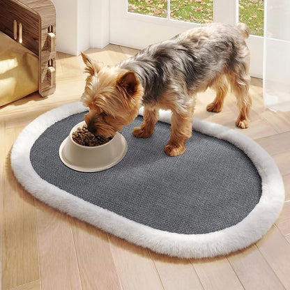 Pet Feeding Mat, Dog Food Mats Absorbent Pet Placemat for Food and Water Bowl with Non Slip Rubber Backing for Dog and Cat (16"x24", Gey)