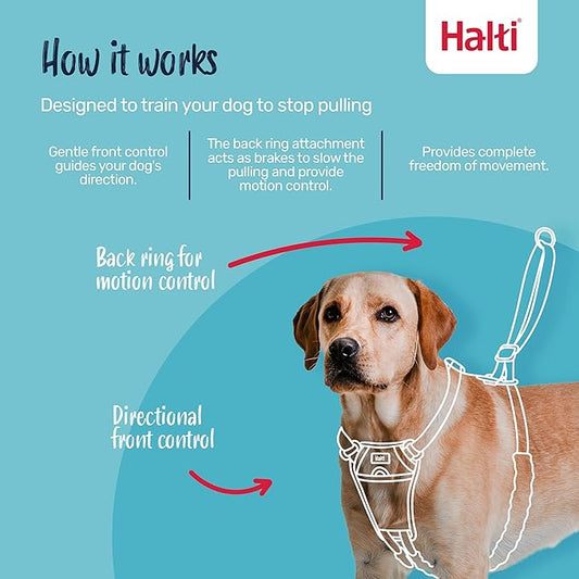 Halti No Pull Harness - Stop Your Dog Pulling on the Leash. Adjustable, Lightweight and Easy to Use. Reflective Dog Training Harness for Small Dogs (Size S, Black)