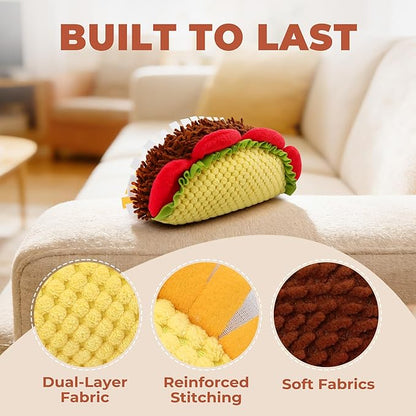 Prime Pets Plush Taco Dog Toy, Dog Squeaky Toys, Food Shaped Pet Toy for Small Medium Large Dogs, Stuffed Puppy Chew Toys
