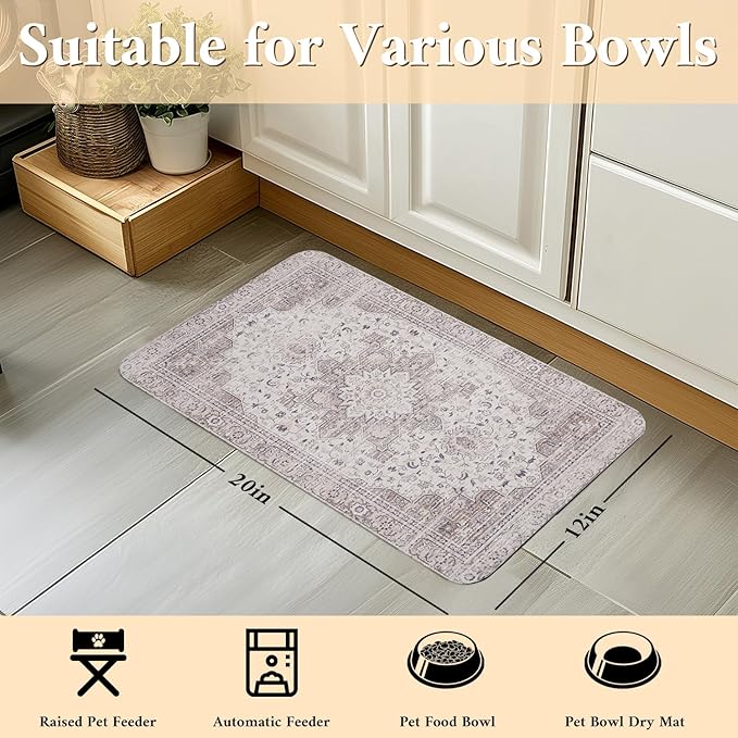 Dog Food Mat for Floors Waterproof Quick Dry Pet Placemat Cat Feeding Bowls Mats for Food and Water, Eco-Friendly Dog Accessories Diatomite Pets Supplies 12" X 20"