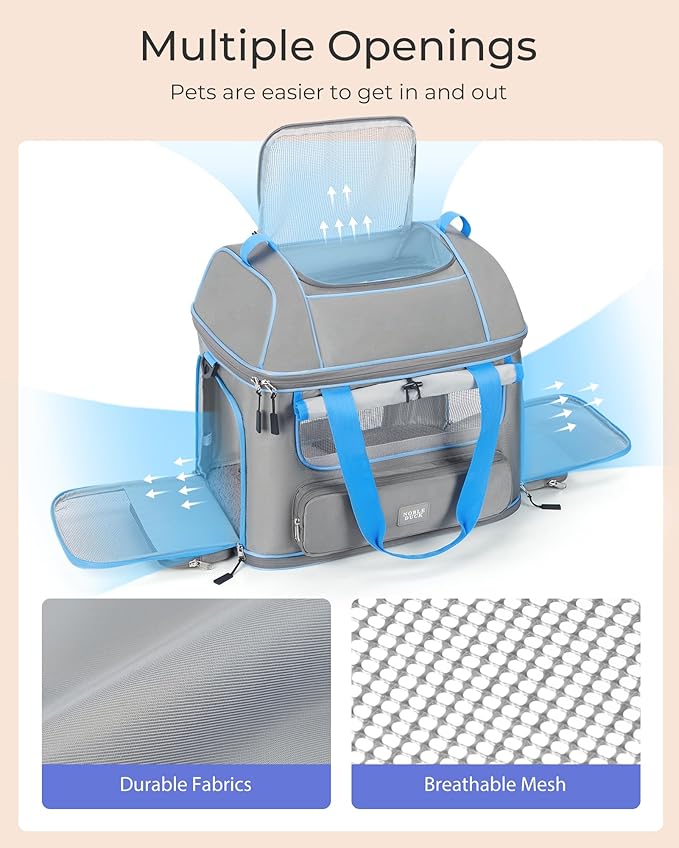 Expandable Cat Dog Carrier: NOBLE DUCK Soft-Sided Pet Carrier Airline Approved Large Small Medium Collapsible Portable Travel Up to 25 Lbs Green
