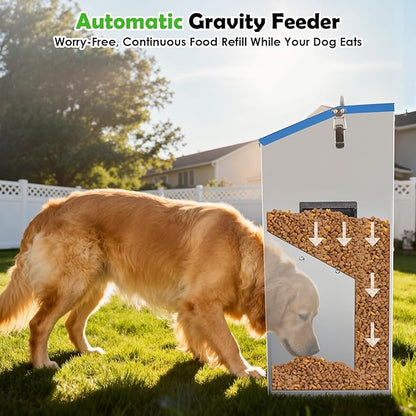 Automatic Dog Feeder,Galvanized Metal Pet Food Station for Indoor & Outdoor Use,50LBS Capacity Automatic Food Dispenser for Small, Medium, and Large Dog