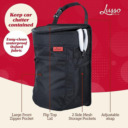 Lusso Dog Car Seat Cover and Car Trash Can- Waterproof Seat Cover and Leak Proof Trash Can - Organize and Clean Your Car