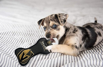 Pets First NHL LAS Vegas Golden Knights Dental Dog TUG Toy with Squeaker. Tough PET Toy for Healthy Fun, Teething & Cleaning Pet's Teeth & Gum., one Size (LVK-3310)