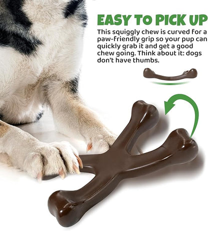 Tough Dog Chew Toy for Aggressive Chewers, Indestructible Beef Flavor Nylon Bone, Durable Dental Toy for Teeth Cleaning & Anxiety Relief, for Small Medium Large Dogs, Keep Them Busy (Brown-X)