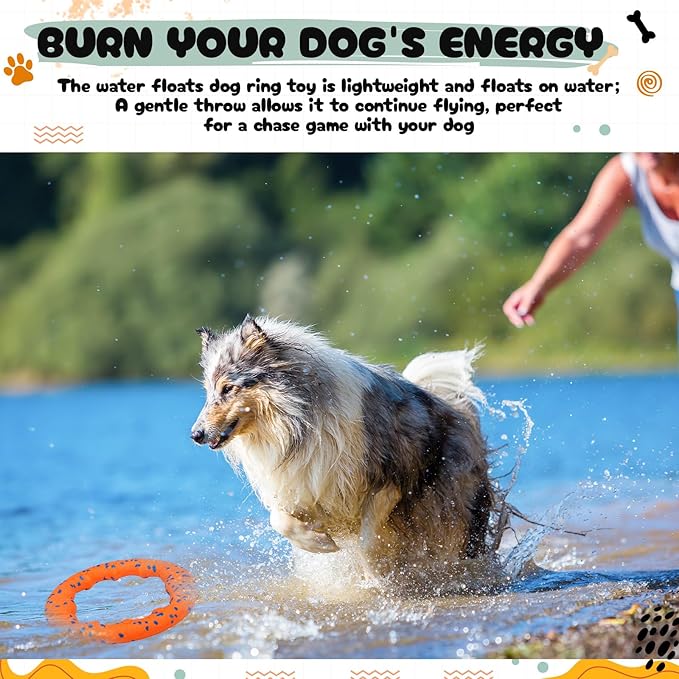 2 Pcs 9 Inch Dog Ring Dog Toy Flying Discs Training Ring Water Floating Fetch Toys Puppy Floating Pet Chewers for Throwing Catching Medium Large Breeds