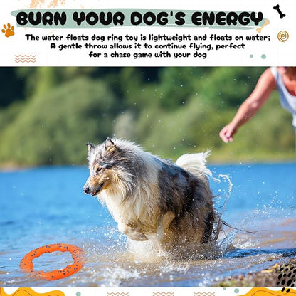 2 Pcs 9 Inch Dog Ring Dog Toy Flying Discs Training Ring Water Floating Fetch Toys Puppy Floating Pet Chewers for Throwing Catching Medium Large Breeds