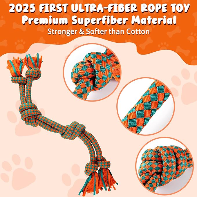 Interactive Dog Rope Toy for Large & Medium Dogs – Durable Tug of War Toy for Training, Boredom Relief & Teeth Cleaning, Safe Cotton Chew Toy for Daily Play (Small)
