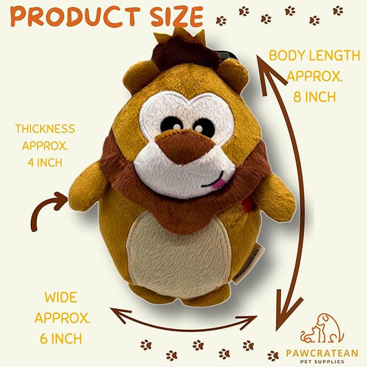 7" Squeaky Plush Toy for Puppies Small Dogs Self Etertainment Washable Soft Made [PET ONLY] (Lion)