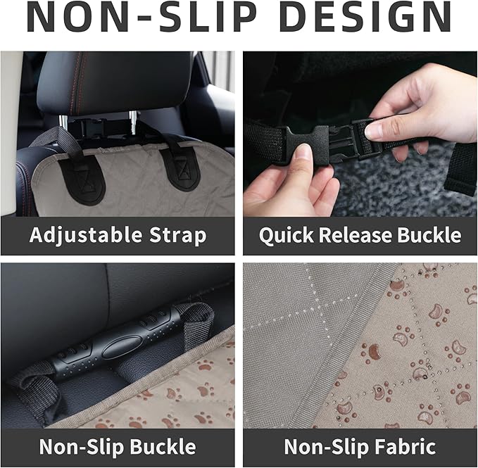 Easy-Going Waterproof Dog Car Seat Cover, Pet Front Cover for Cars, Durable and Nonslip Dog Seat Protector for Trucks, Jeep, SUV and Cars (Front Seat, Grey)
