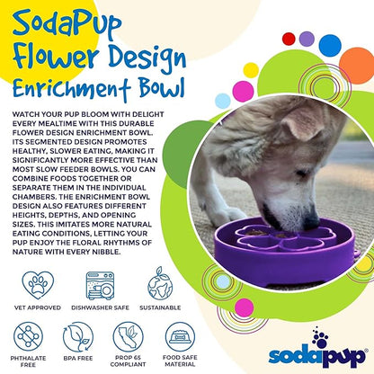 SodaPup Flower Design Enrichment Bowl – Durable Slow Feeder Bowl Made in USA from Non-Toxic, Pet-Safe, Food Safe Material for Mental Stimulation, Slowing Down Eating, Healthy Digestion, & More