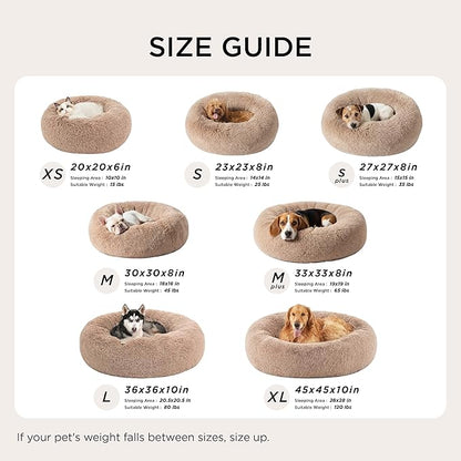 Bedsure Calming Dog Bed for Medium Dogs - Donut Washable Medium Pet Bed, 30 inches Anti-Slip Round Fluffy Plush Faux Fur Cat Bed, Fits up to 45 lbs Pets, Washed Blue