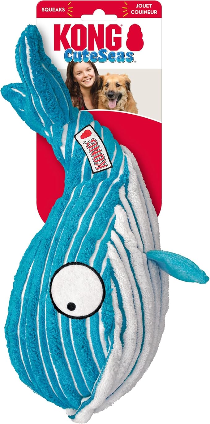 KONG Cuteseas Rufflez Soft Ridged Plush Dog Toy (Shark/Whale)