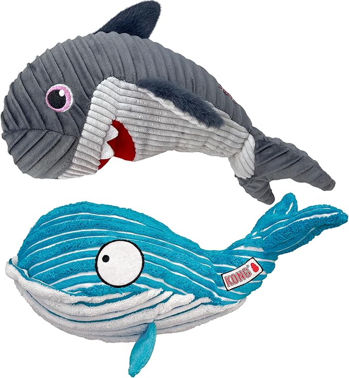 KONG Cuteseas Rufflez Soft Ridged Plush Dog Toy (Shark/Whale)