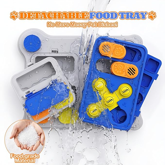 Dog Puzzle Toy Slow Feeder, Interactive Dog Toys for IQ Training & Mental Stimulation, Easy Clean Detachable Tray Non-Slip Base, Enrichment Toys for Small Medium Dogs, Blue