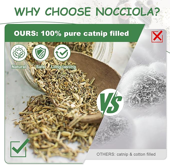Nocciola 3 Pack Catnip Toys for Cats, Funny Cat Toys Filled with 100% Pure Organic Catnip, Safe Kitten Teething Chew and Kicker Toys