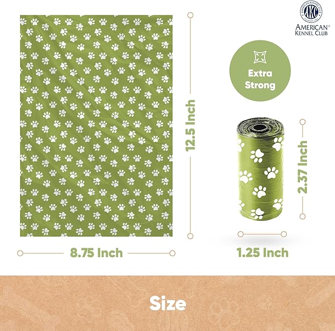 American Kennel Club Extra Thick Dog Poop Bags - Leak-Proof and Scented Waste Bags - 240 Count (16 Refill Rolls) - Durable, Heavy-Duty, Fits Standard Dispensers