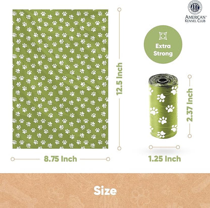 American Kennel Club Extra Thick Dog Poop Bags - Leak-Proof and Scented Waste Bags - 240 Count (16 Refill Rolls) - Durable, Heavy-Duty, Fits Standard Dispensers