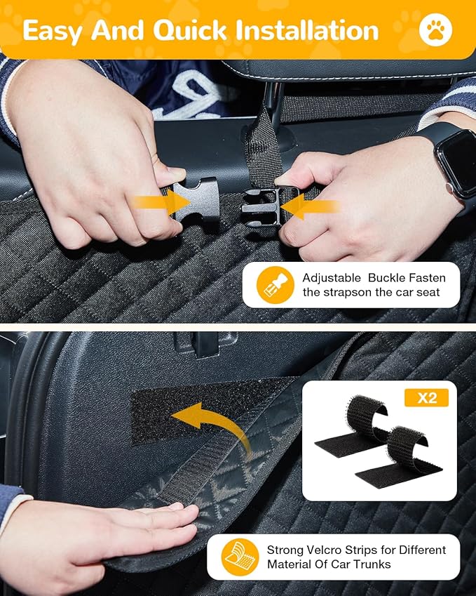 Lekereise SUV Cargo Liner for Dogs, 600D Heavy Duty Waterproof Dog Trunk Mat - Non-Slip Cargo Mat for SUV/Truck 53.15"x78.74", Fit Large Dogs & Multi-Pet Families, Foldable and Machine Washable-Black