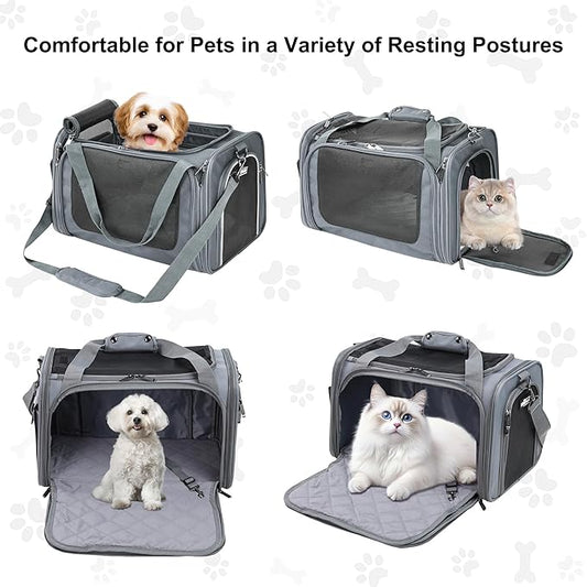 EliteField Deluxe Soft-Sided Pet Carrier (3 Year Warranty, Airline Approved), Travel Bag for Dogs, Cats & Small Pets, with Expandable Mat