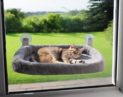 Cat Window Perch with Washable Cushion & Strong Suction – Stable & Cozy Cat Hammock for Window (Holds up to 40 lbs) – Durable Window Bed for Indoor Cats