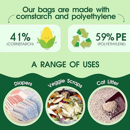 Pet N Pet 800 Counts Unscented Dog Poop Bags Rolls with Tie Handles, 41% Plant Based & 59% PE Poop Bags for Dogs, Extra-Thick Doggie Poo Bag, Pet Waste Bag