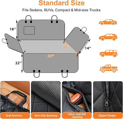 URPOWER Dog Car Seat Cover for Pets 100% Waterproof Seat Cover Hammock 600D Heavy Duty Scratch Proof Nonslip Durable Soft Back Seat Covers for Cars Trucks and SUVs