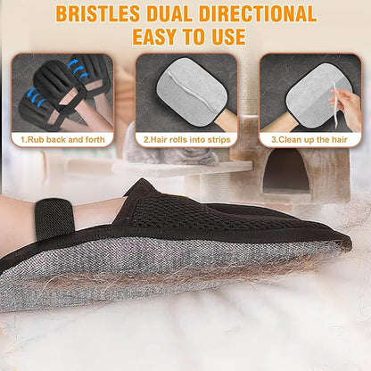 Pet Hair Removal Glove for Cats & Dogs, Upgraded Five-Finger Electrostatic Pet Hair Remover Glove, Reusable Tool for Couch, Carpet, Laundry & Car Seat