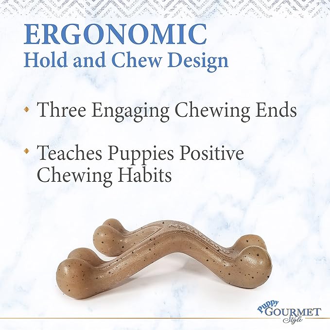 Nylabone Gourmet Style Wishbone Strong Chew Toy for Puppies, Puppy Enrichment Teething Toys, Peanut Butter Flavor, Small Dogs - Up to 25 Ibs, 1 Count