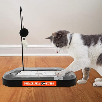 Pets First NHL Philadelphia Flyers Hockey Field 5-in-1 Cat Scratcher Toy with Interactive Cat Ball & Bell
