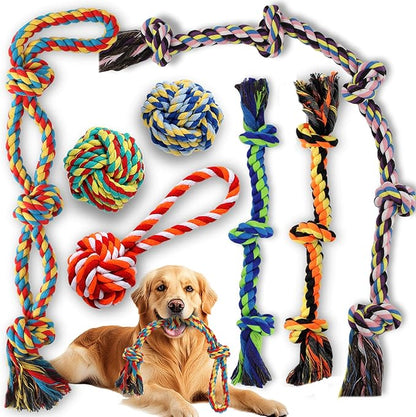 Large Dog Rope Toy for Aggressive Chewers, 7 Pack Rope Toy for Dogs Large Medium Breed Tug of War Indestructible Tough Cotton Pet Chew Toys for Training Teething Tug Toys Puppy Essentials
