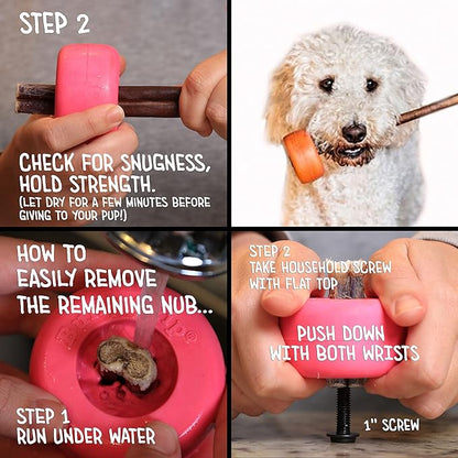 Bully Stick Holder for Dogs - Small Size - Interactive Dog Toy, Dog Treat Holder, Slow Feeder, Treat Dispenser, Chew Toy and Dog Safety Device
