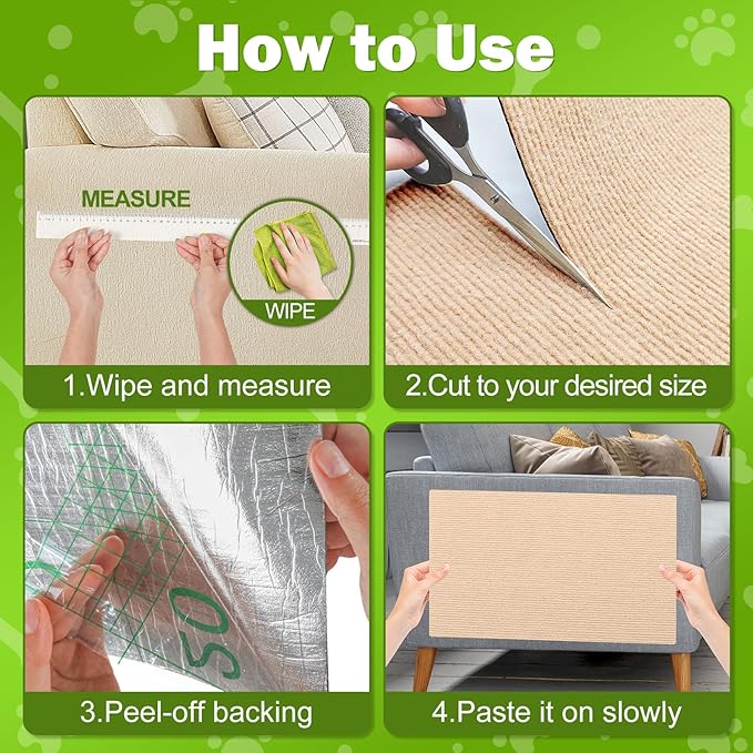 Bed Cat Scratcher Pad,47.2"x15.8"Cat Scratching Mat,Self-Adhesive Trimmable Anti Scratch Bed Couch Wall Corner Furniture Protector from Cat Claws,Easy Use for Cat Carpet/Door/Post