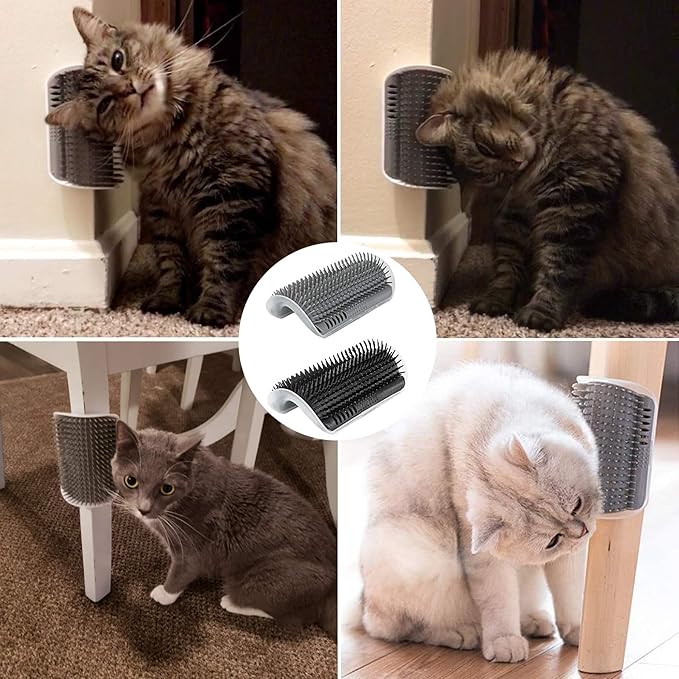 Dbuy 3 Pack Cat Grooming Set - Self Groomer Massage Combs with Catnip, Mitts Brush Gloves for Short and Long Fur, Hair Remover Tool