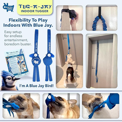 Race&Herd Tug-A-Jay Tree Tugger - Tether Tug Outdoor Dog Toy, Dog Tether Bungee Tug Toy, Tug of War Dog Toys, Dog Backyard Play Equipment Rope, Yard Dogs Playground Equipment, Puppy Outdoor Play