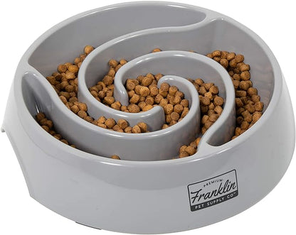 Franklin Pet Supply Co. Slow Feed Tornado Bowl - Dog + Puppy Bowl for Small, Medium + Large Breeds - Food + Water