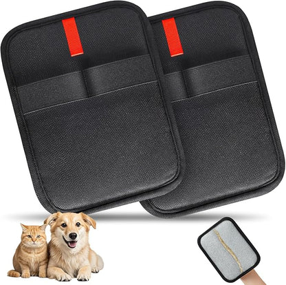 2 Pcs Pet Hair Removal Gloves, Reusable Electrostatic Pet Cat Dog Hair Remover Grooming Gloves Brush Tool for Couch, Furniture, Carpet, Car Seat (2 Pack Black)
